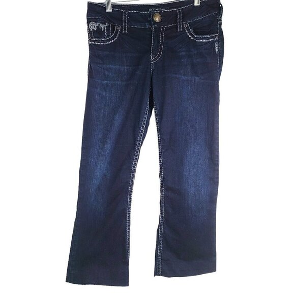 Silver Jeans Dark Indigo Wash Suki Bootcut Denim Jeans 32x25 - Picture 1 of 11